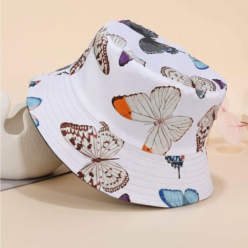 Large Butterfly Print Bucket Hat